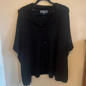 Karen Scott, Black Poncho Sweater, NWT